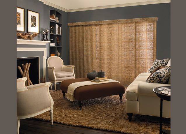 Sacramento Living room with grey walls and textured sliding panel tracks.